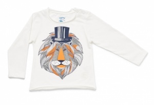 Langarmshirt LEO LS GIRLS offwhite mit Glitzer - Nyani Kids - Genderneutrale Mädchenkleidung