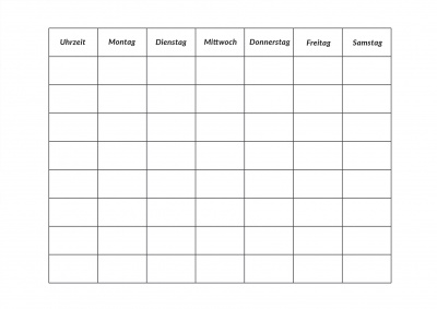 Blanko Stundenplan kostenloser Download zum Ausdrucken Schulbeginn