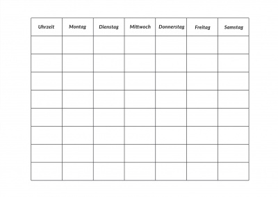 Blanko Stundenplan kostenloser Download zum Ausdrucken Schulbeginn