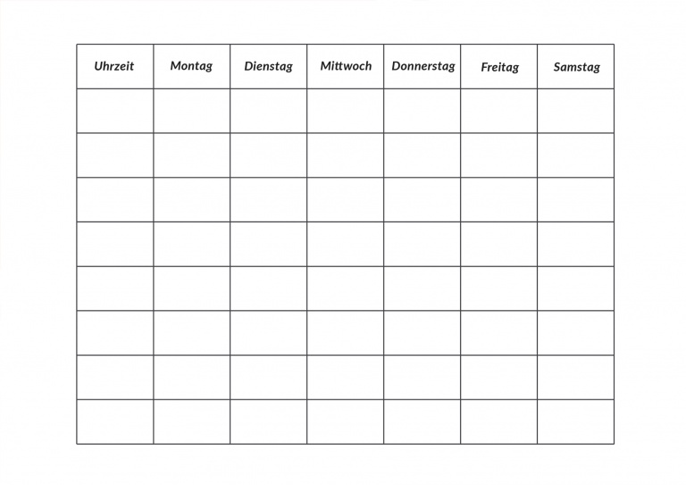 Stundenpläne Zum Ausdrucken Und Ausfüllen Blanko Stundenplan kostenloser Download zum Ausdrucken Schulbeginn