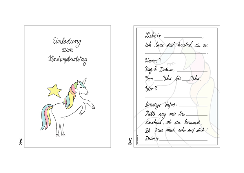 Freebies Fur Den Einhorn Kindergeburtstag Kostenlose Downloads Zum Ausdrucken Jananibe