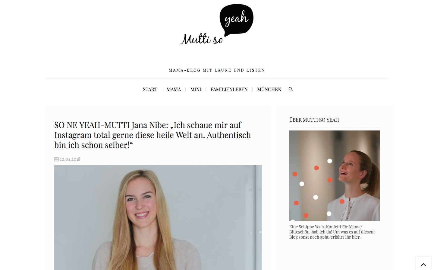 Jana Nibe auf muttisoyeah - TV & Presse - Mama Blog München