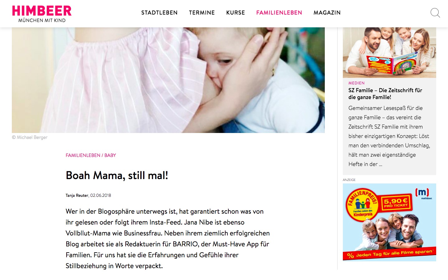 Himbeer Magazin - Kolumne Jana Nibe - Mama Blog - TV und Presse